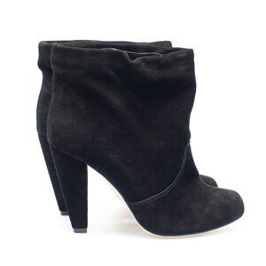 NWOB Black Genuine Suede Leather Ankle Boots w. Ankle Strings Designers Handmade